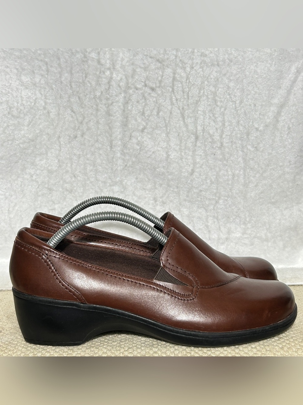 Clarks Womens Brown Leather May Poppy Bendables SlipOn Wedge Loafer Shoes SZ 9M